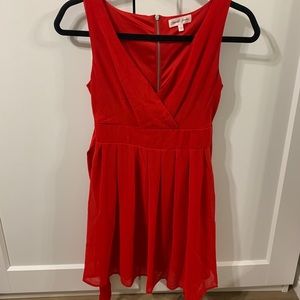 Red V- Neck Dress